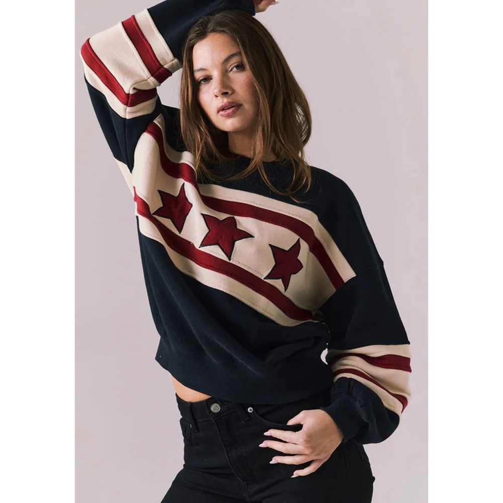 Chaser Allstar Colorblock Pullover Embroidered Varsity Style Preppy Sporty L